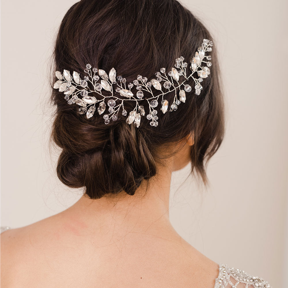 Breetta Crystal Embellished Hair Vine - Elegant Bridal Hair Accessory for Weddings, Prom & Special Occasions