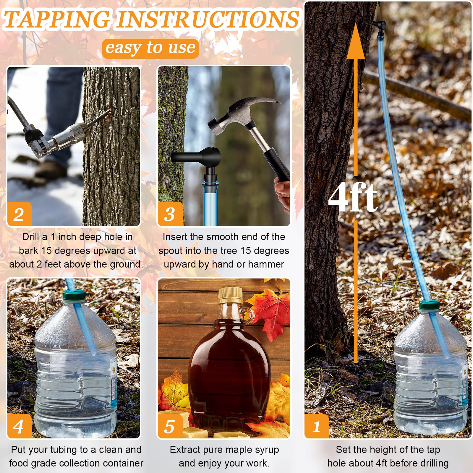 Premium 200 ft Maple Syrup Vacuum Tubing Kit with 20 Stainless Steel Tree Taps - Complete Sap Collection System for Home Brewing & DIY Maple Syrup Making - Perfect for Backyard Sugar Maple Trees & Small-Scale Syrup Production