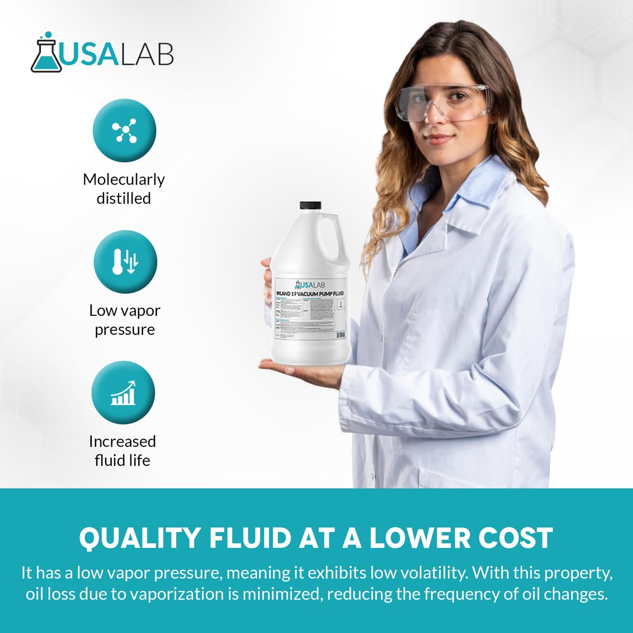 Inland 19 High-Performance Vacuum Pump Oil for Edwards, Welch, Leybold, Agilent - 5 Gallons of Molecularly Distilled Oil for Long Fluid Life & Minimal Backstreaming - Ideal for Laboratory, Industrial, and HVAC Vacuum Systems