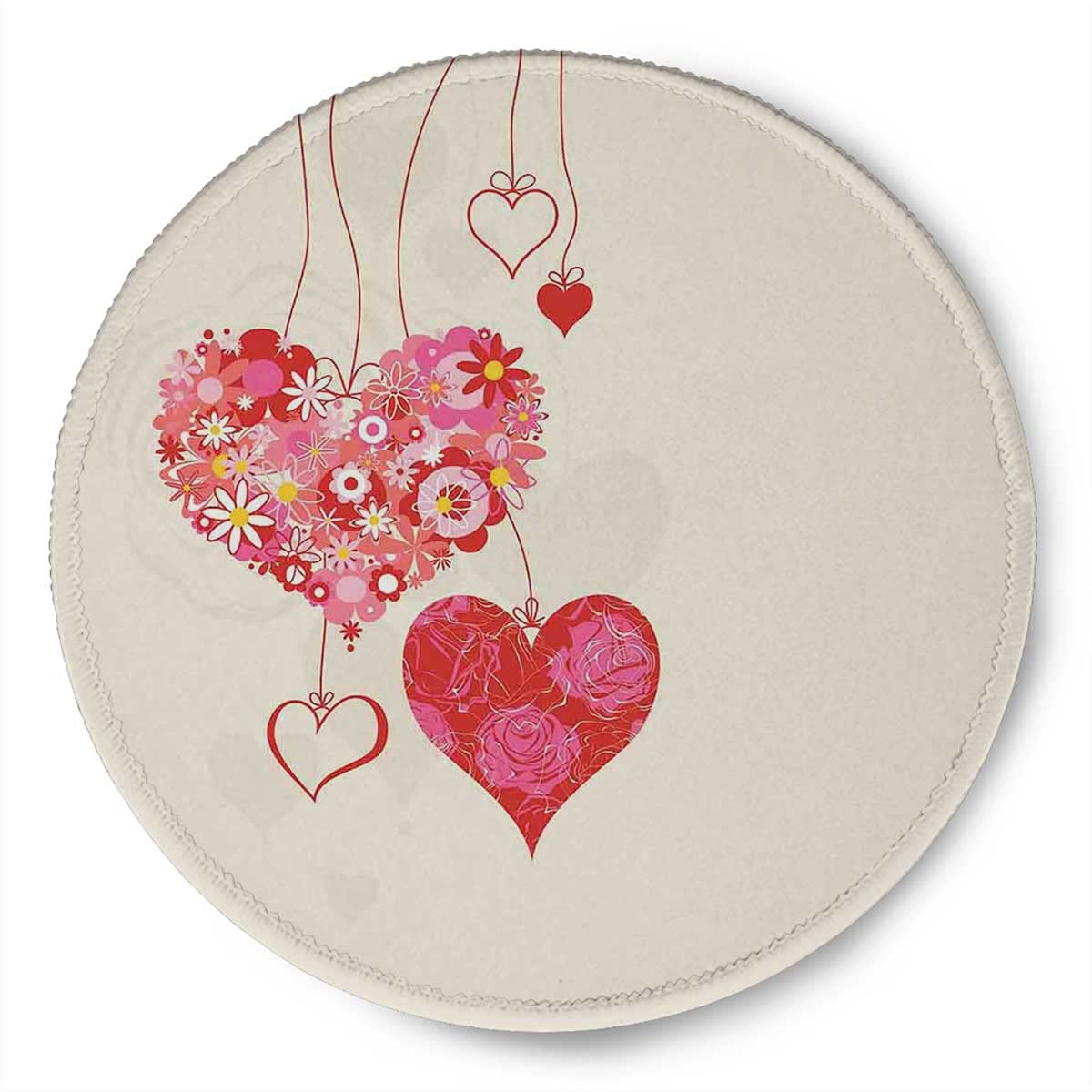 Non-Slip Round Gaming Mouse Pad with Rubber Base - 7.9x7.9x0.12 Inches (4-Pack) - Perfect for Computer, Laptop & Office Use - Decorative Hearts Design for Gamers & Professionals