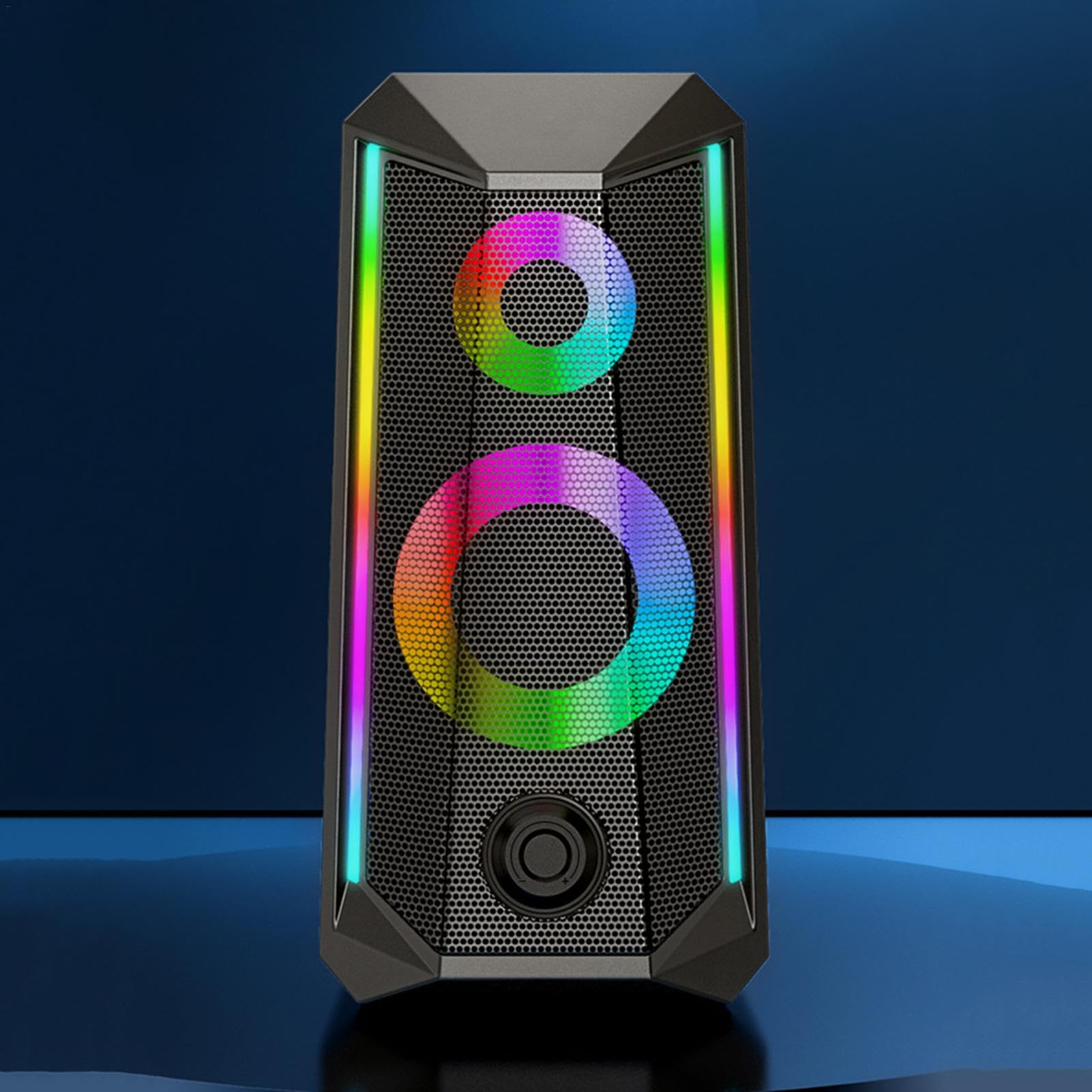 Buerfu RGB PC Speakers with Adjustable Volume Control - Enhanced Sound Quality for Gaming, Music, and Movies | Perfect RGB Desktop Speakers for Home Office and Gaming Setup