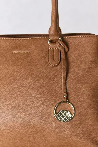 David Jones Structured Leather Handbag for Women - Premium Genuine Leather Tote Bag with Shoulder Strap - Perfect for Work, Travel & Everyday Use