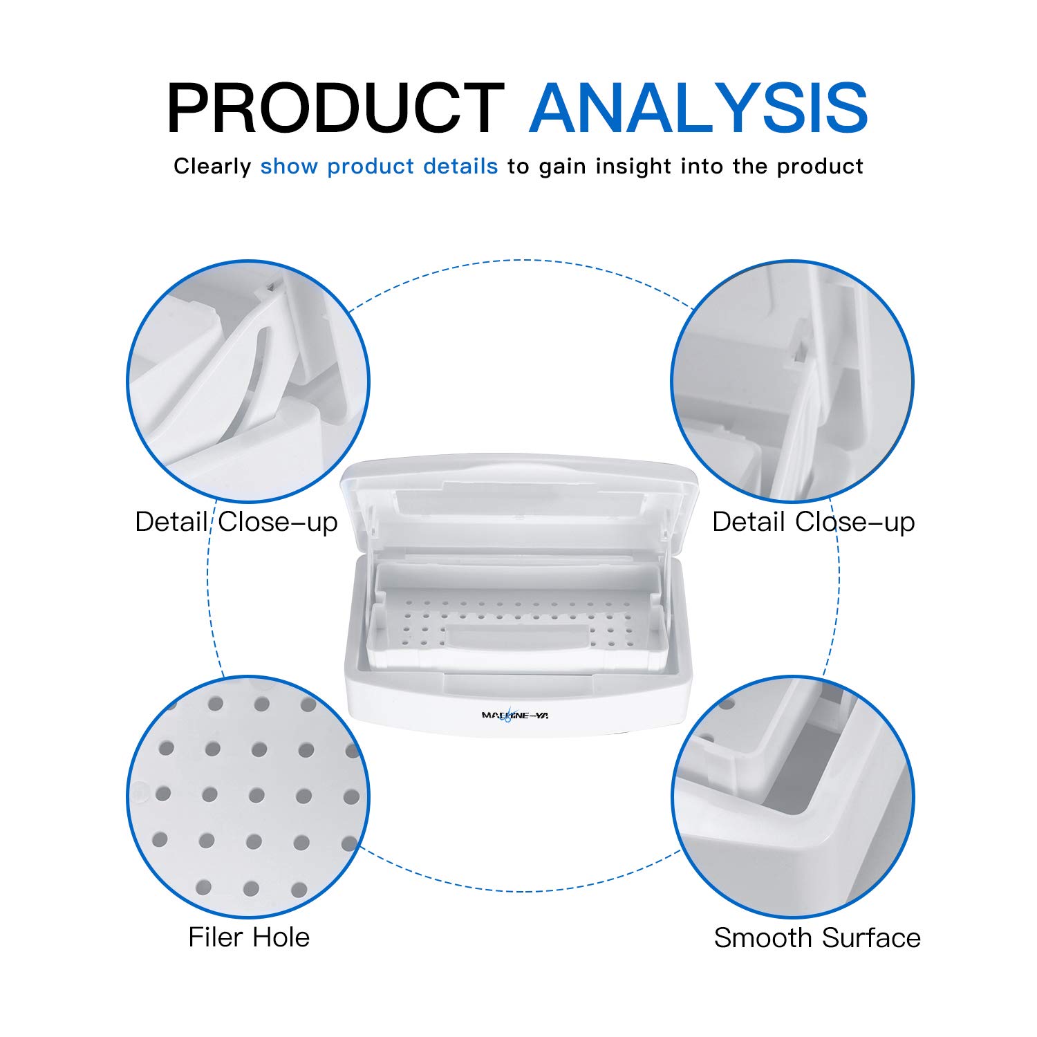 White Plastic Sterilizing Tray for Nail Art Tools - Professional Salon Sterilization Box for Disinfecting Nail Equipment | Perfect for Nail Salons, Home Manicures & Beauty Professionals