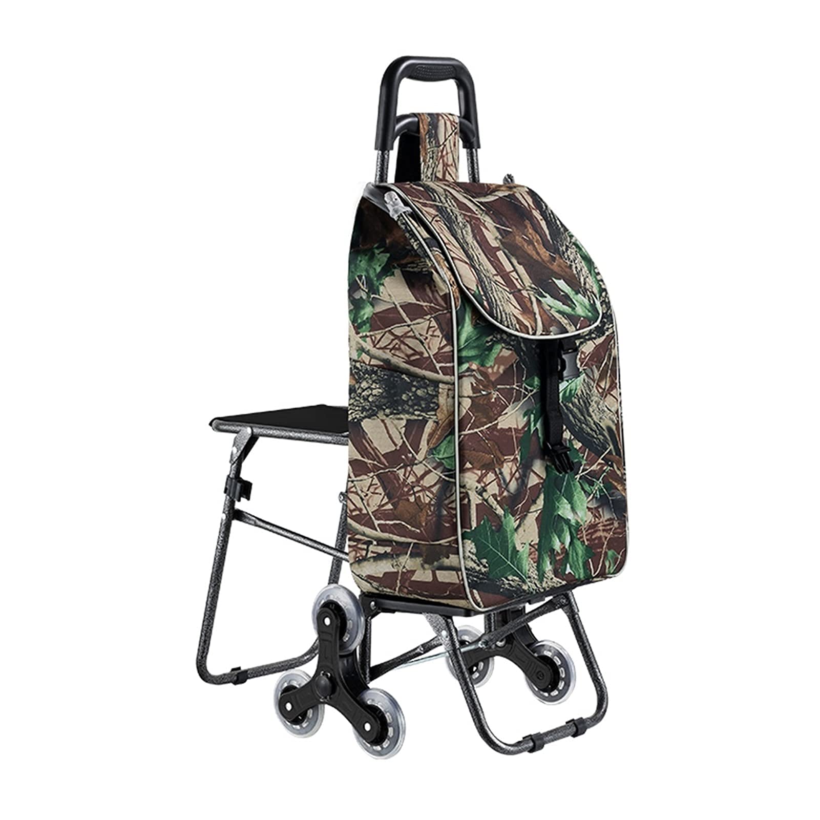 Foldable Collapsible Wagon Cart with Removable Seat - Heavy Duty Utility Cart for Groceries, Shopping, Beach, Camping & Travel - All-Terrain Stair Climbing Wheels for Outdoor & Indoor Use (Style 7)