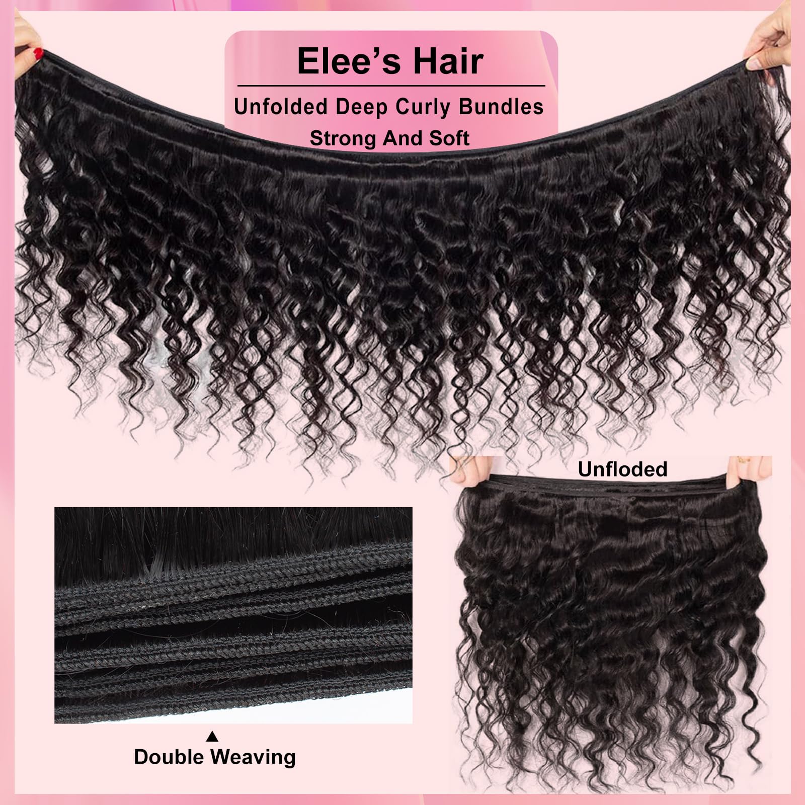 100% Unprocessed Brazilian Virgin Remy Human Hair Bundles - Deep Wave 4 Bundles 12A Natural Black (16 18 20 22) for Weaving, Extensions & Styling - Perfect for Salon, Party & Daily Wear