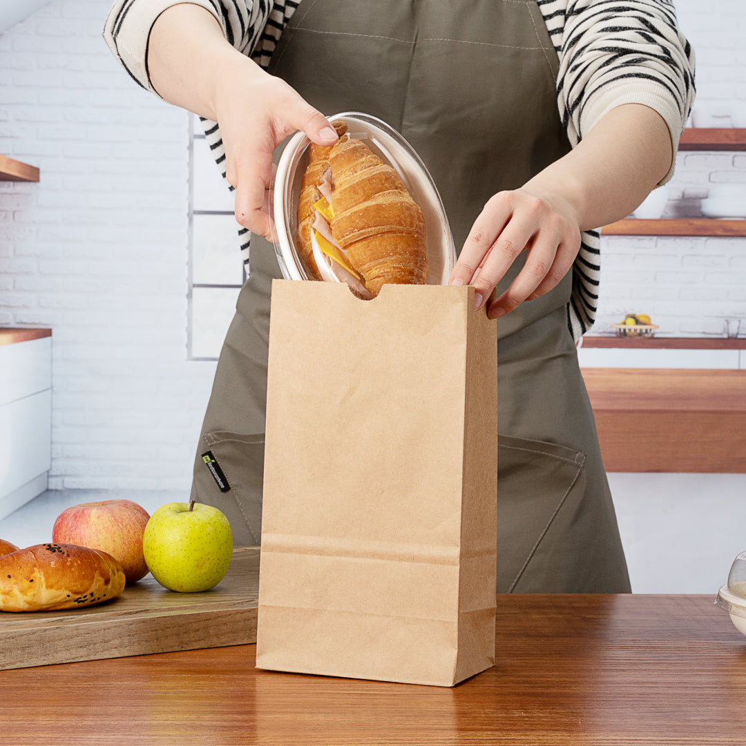 Premium Kraft Paper Bags 6 lb Capacity - 6 x 3.5 x 10.75 Inches - Pack of 100 | Eco-Friendly Shopping Bags for Retail, Grocery & Gift Packaging