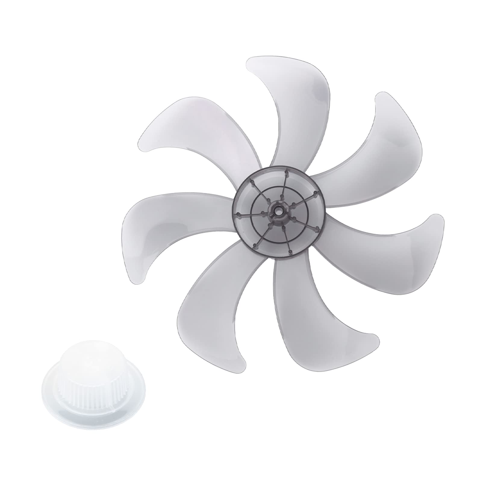 7 Leaves Universal Plastic Fan Blade with Nut Cover - Replacement for 16 Inch Standing & Table Fans - Durable Gray Replacement Part for Home, Office, and Dorm Room Cooling