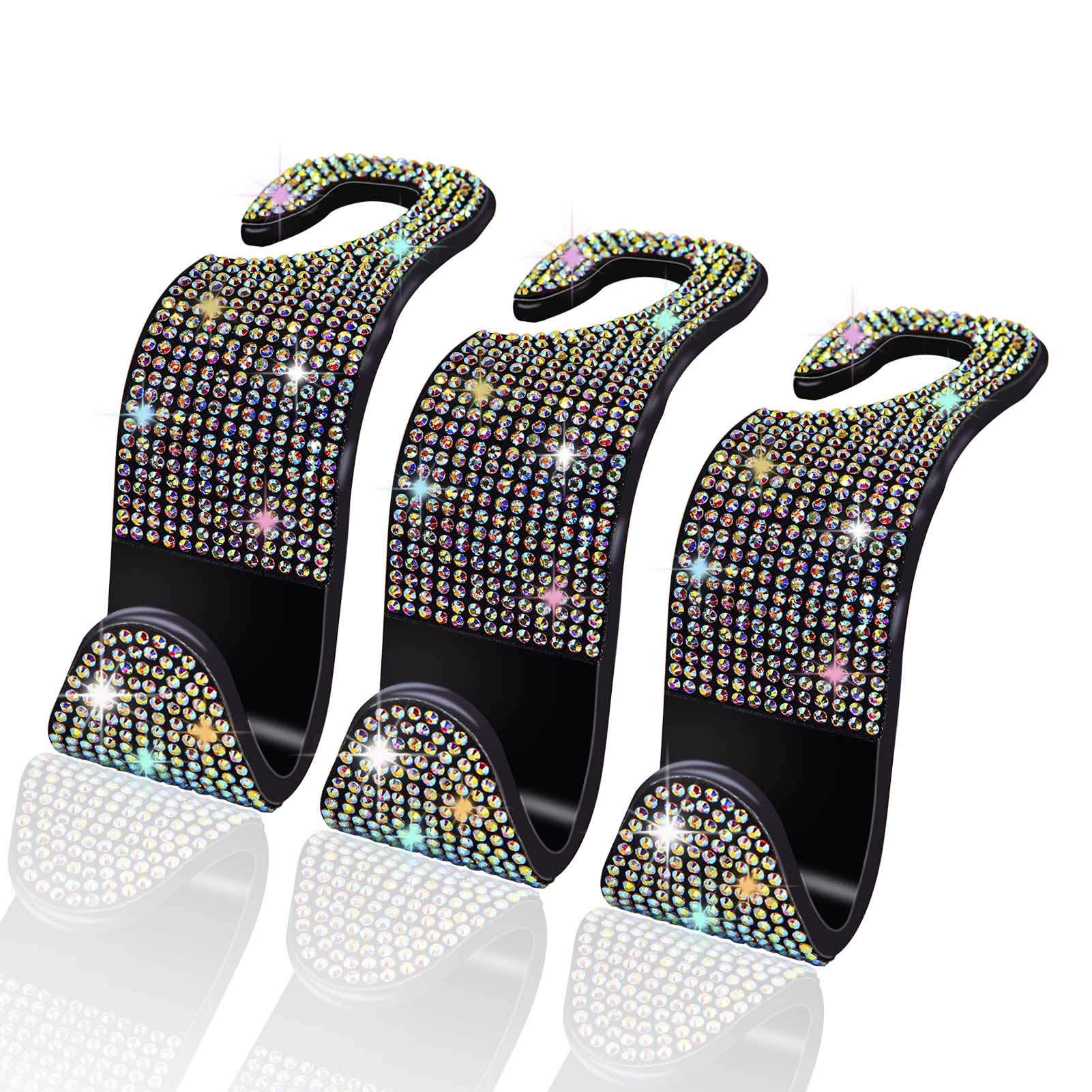 3-Pack Stylish Car Headrest Hooks - Durable Back Seat Organizer Hangers for Shopping Bags, Handbags, Purses & Clothes (Colorful) | Perfect for Grocery Shopping, Road Trips & Daily Commute