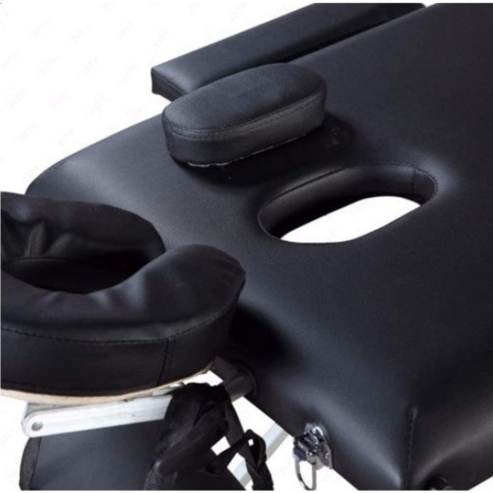 Portable Folding Massage Table - Adjustable Height Professional Massage Bed with Aluminum Alloy Frame for Facial, Tattoo & Spa Treatments - Perfect for Salon, Home Use & Mobile Therapists - Black