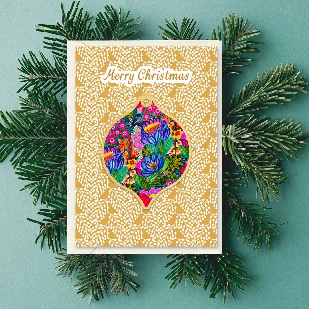 Lotus Flower Australian Christmas Ornament & Greeting Card - Perfect for Holiday Decorations and Festive Gifting