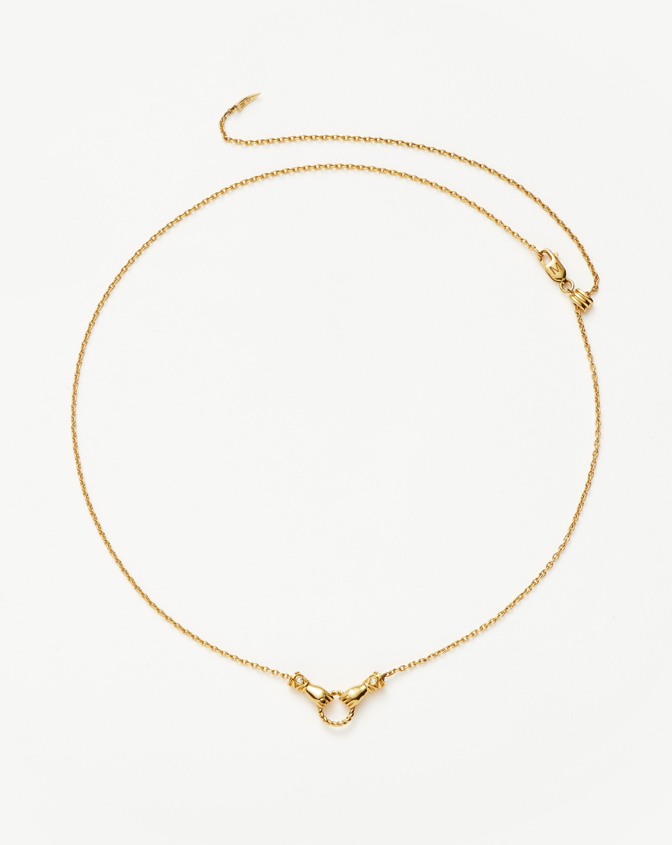Harris Reed In Good Hands Mini Pendant Slider Necklace - 18k Gold Plated Cubic Zirconia & Black Onyx Jewelry for Women | Elegant Layering Necklace for Everyday Wear, Date Nights & Special Occasions