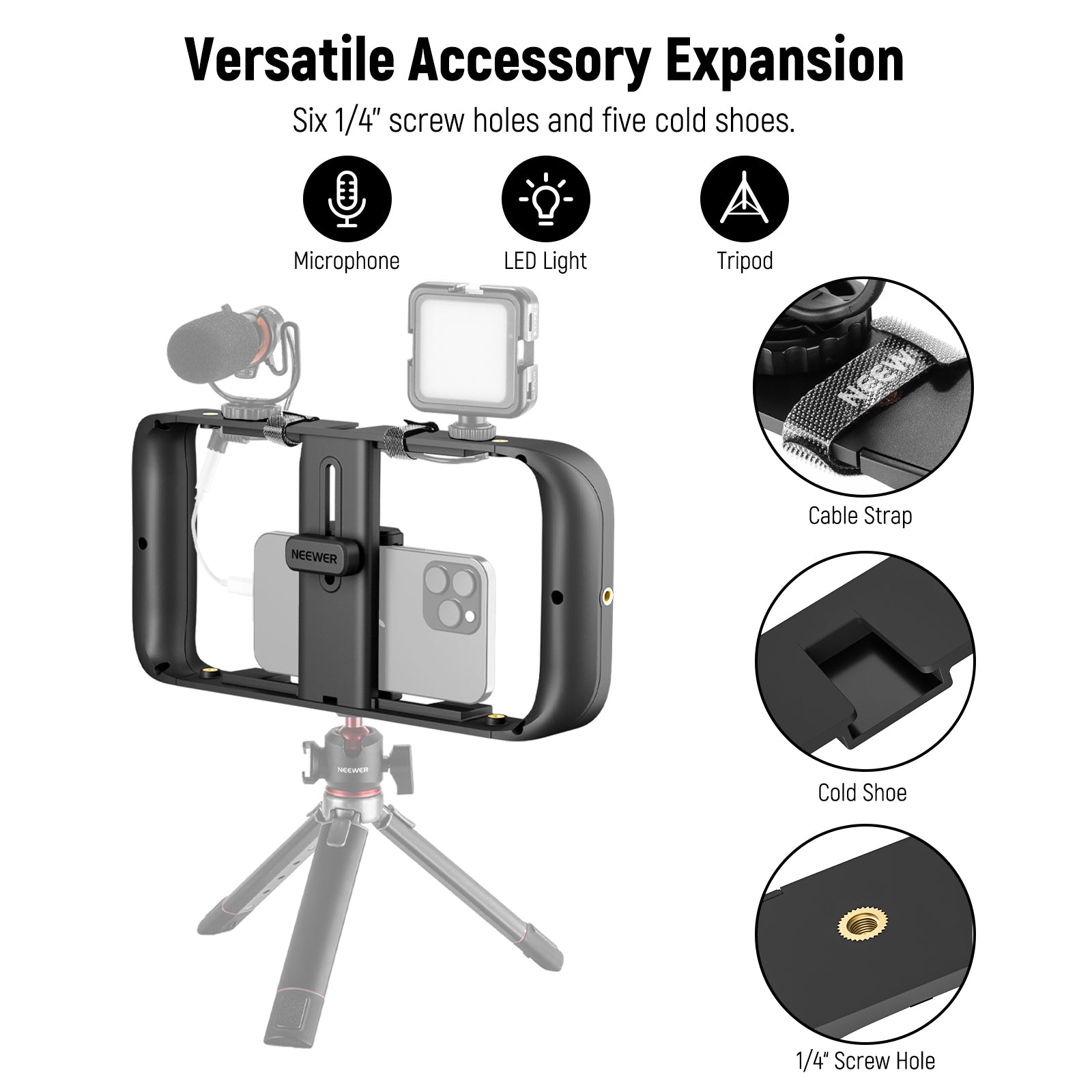 NEEWER A104 Smartphone Video Rig with Adjustable Neck Strap - Professional Stabilizer for Vlogging, Live Streaming & Content Creation
