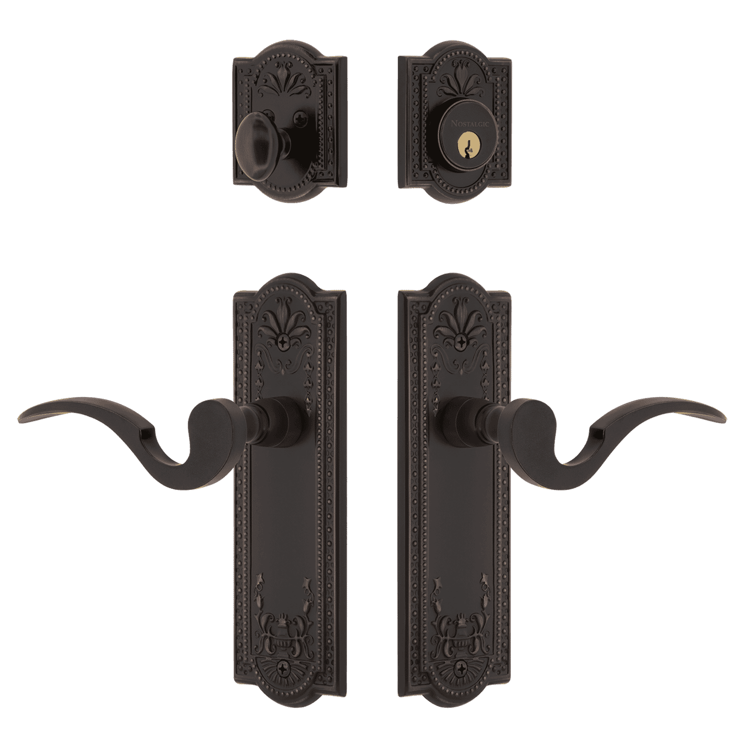 Timeless Bronze Meadows Entry Door Handle Set with Manor Lever - Perfect for Home, Office & Commercial Spaces