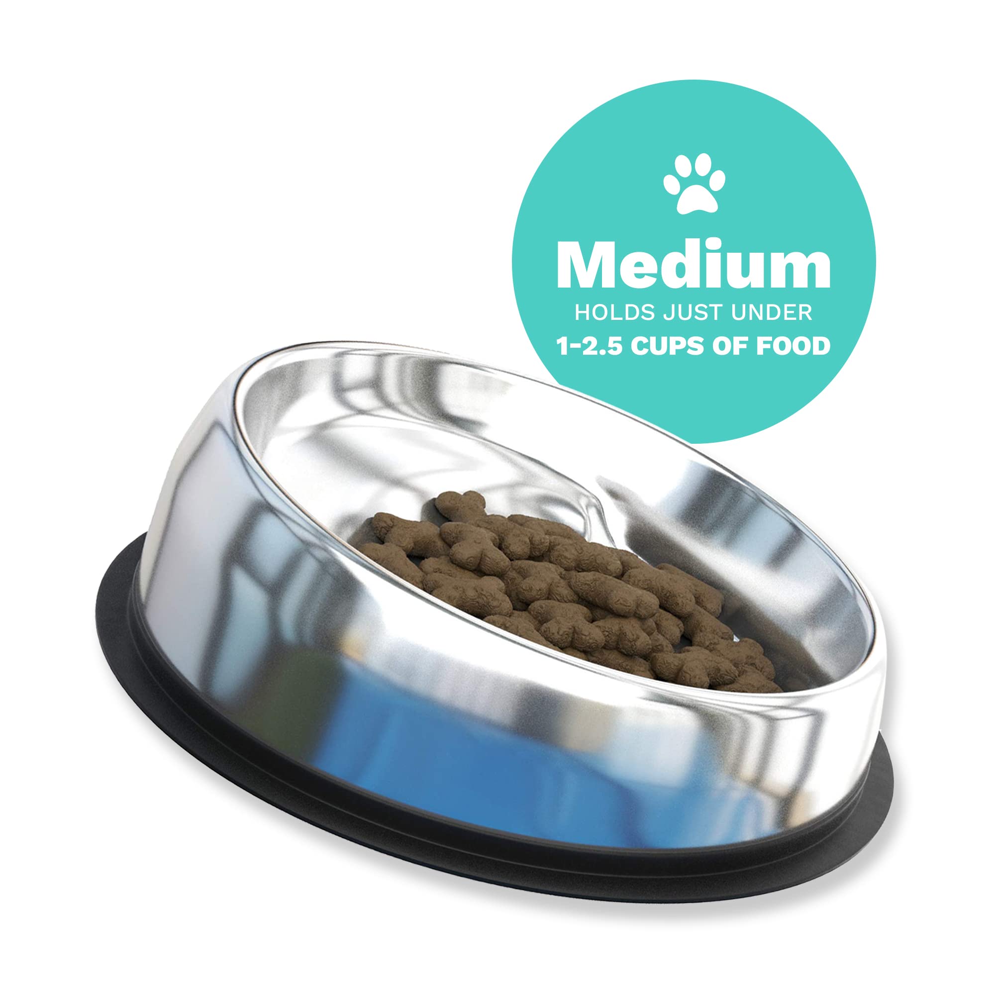 Premium Stainless Steel Elevated Dog Bowl - Slanted Design with Non-Slip Base for Mess-Free Feeding | Reduces Bloating & Improves Digestion | Food-Grade Safe Pet Dish for Medium Dogs | Perfect for Home, Travel & Outdoor Use | Ships from USA