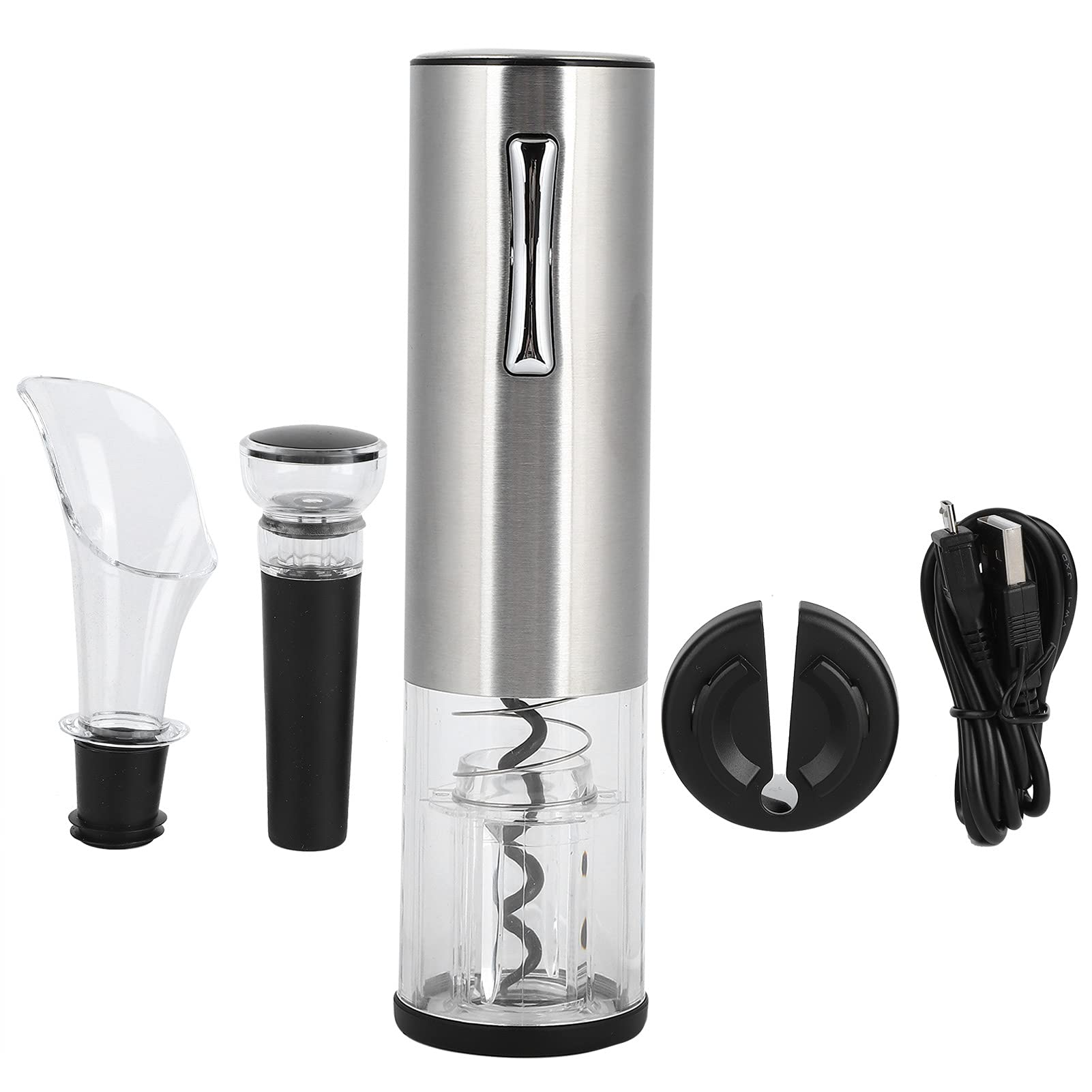 Zunate 4-in-1 Electric USB Wine Bottle Opener Set with Vacuum Stopper, Wine Pourer & Foil Cutter - Perfect for Home Bar, Parties & Gifts