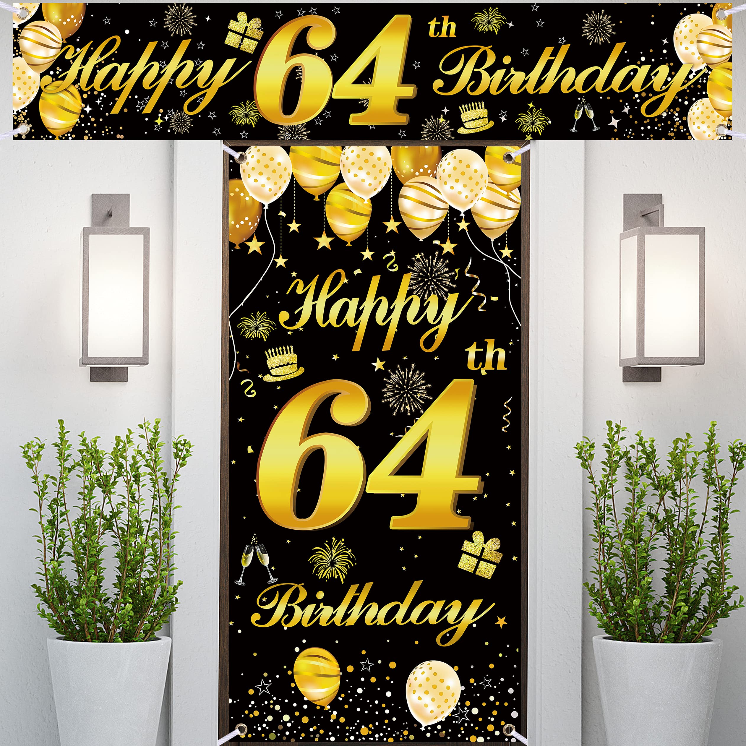 64th Happy Birthday Banner for Men - Large Birthday Party Decorations, Door Sign & Backdrop - Perfect for Milestone Celebrations, Surprise Parties & Photo Booths