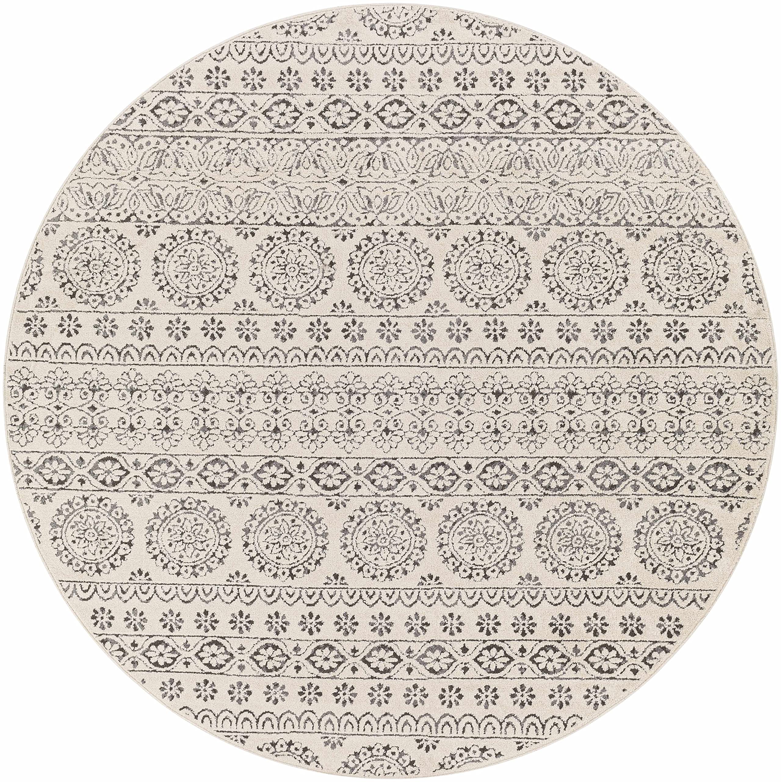 Hauteloom Warroad Traditional Peach and Charcoal Area Rug 2' x 2'11