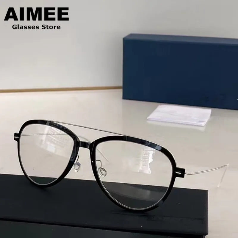 Aimee Unisex Full Rim Oval Double Bridge Titanium Eyeglasses 46547 - Lightweight Durable Frame for Reading, Work & Fashion - Perfect for Office, School & Everyday Wear
