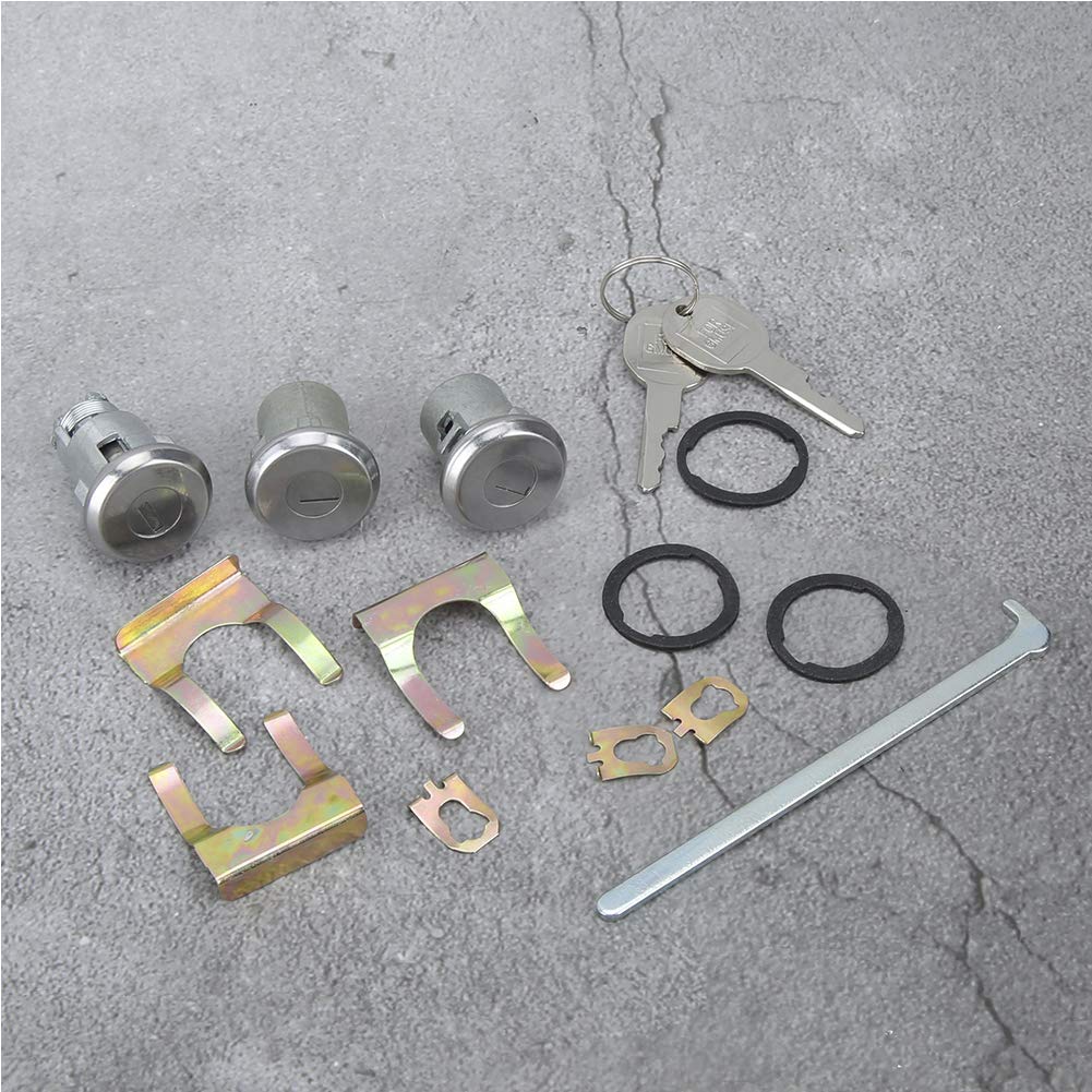 Qiilu 77-in-1 Car Door Lock Cylinder Kit with Keys - Universal Push Button Switch, Hinge Lever Actuator, Silver Manual Locking System for Vehicle Security - Perfect for Auto Repair, Lock Replacement & DIY Car Maintenance