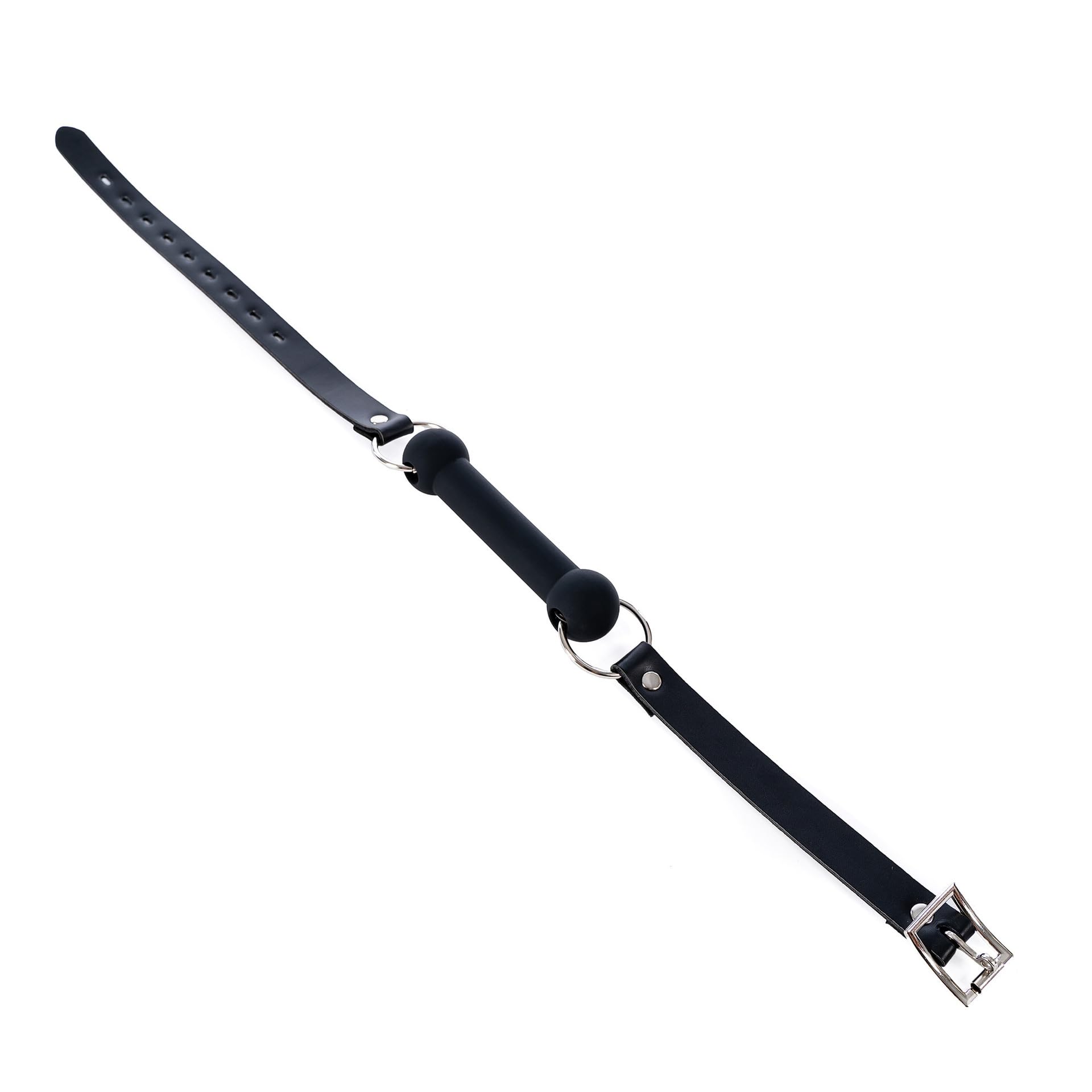 Adjustable Silicone BDSM Gag Muzzle - Open Mouth Bondage Restraint Toy for Couples, Breathable Bite Bar for Adults (Black) - Perfect for Role Play, BDSM Scenes & Spicy Bedroom Fun