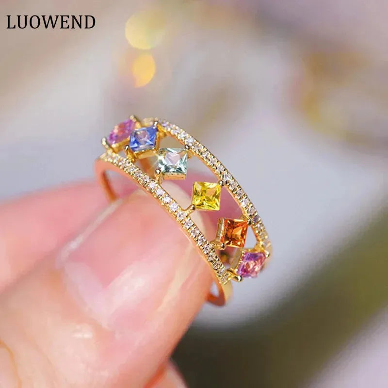18K Yellow Gold Sapphire & Diamond Ring for Women - Real Natural Gemstone, Romantic High Jewelry, Anniversary Gift - Perfect for Weddings, Engagements & Special Occasions