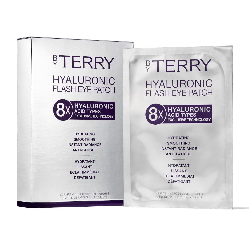 By Terry Hyaluronic Flash Eye Patches - Vegan & Cruelty-Free Under Eye Mask for Dark Circles, Puffy Eyes & Bags - Hydrating Eye Treatment with Hyaluronic Acid - Pack of 5 - Perfect for Overnight Use & Travel Skincare Routine