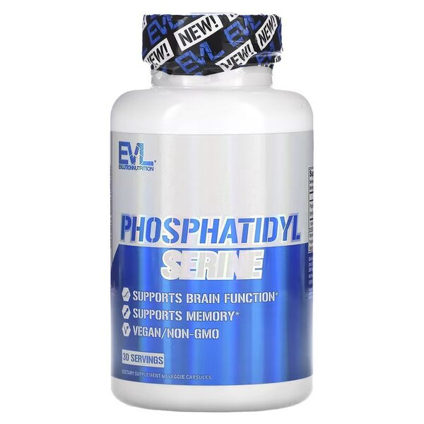 EVLution Nutrition Phosphatidyl Serine 60 Capsules - Brain Health Supplement for Memory & Focus - Supports Cognitive Function & Stress Relief - Ideal for Students, Professionals & Seniors