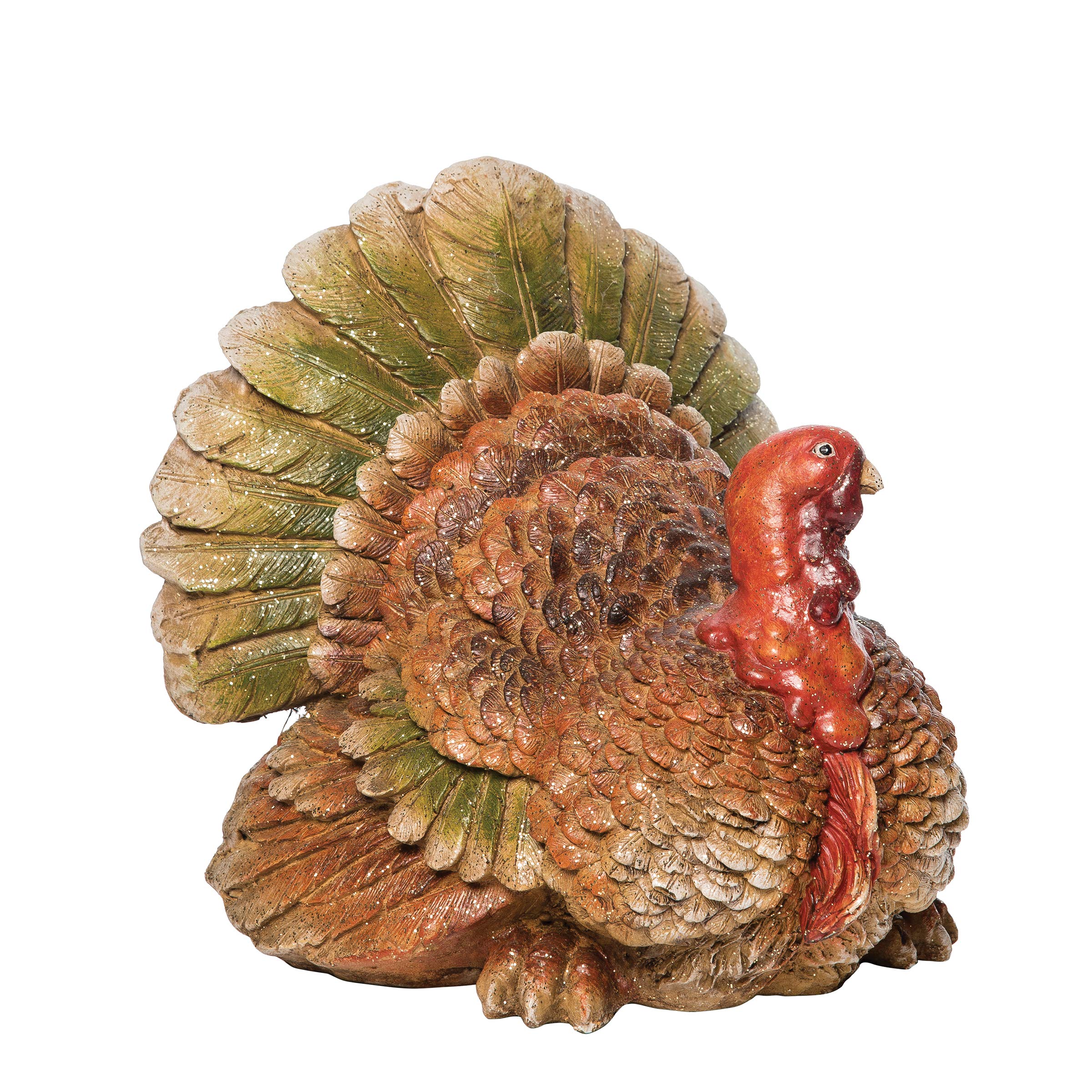 Thanksgiving Turkey Decorative Centerpiece - Fall Harvest Table Decor for Fireplace Mantle, Dining Table & Kitchen - 10.63
