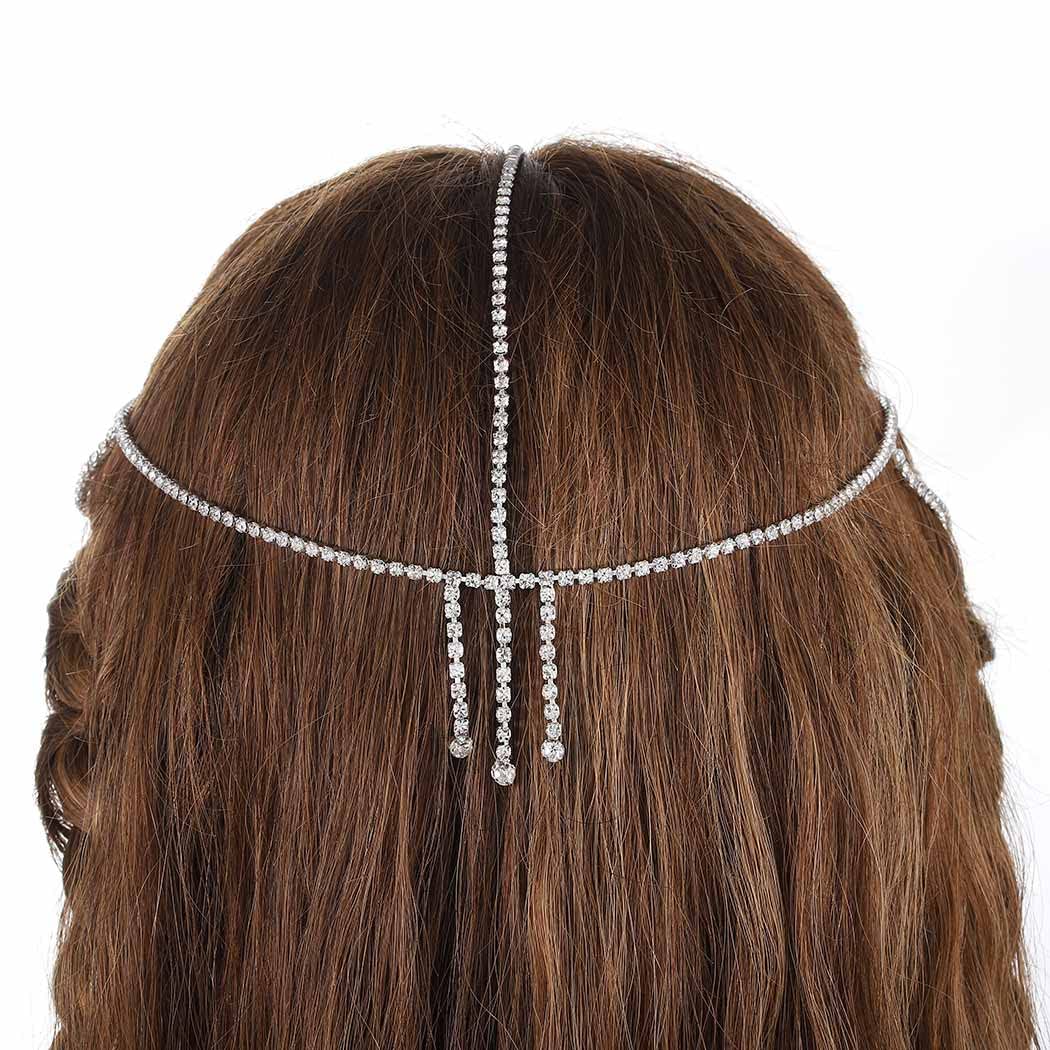Elegant Rhinestone Wedding Head Chain - Gold & Silver Bridal Hair Jewelry for Women | Crystal Forehead Headpiece for Weddings, Festivals & Halloween Costumes