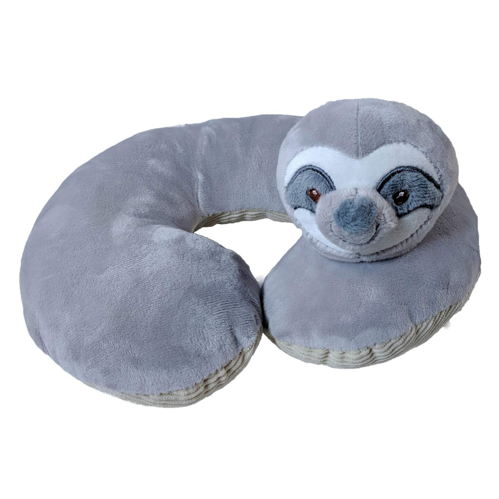 Kelly Baby Grey Sloth Travel Neck Pillow - 10 Inch Ultra Soft Support for Airplane, Car, Office & Home Use