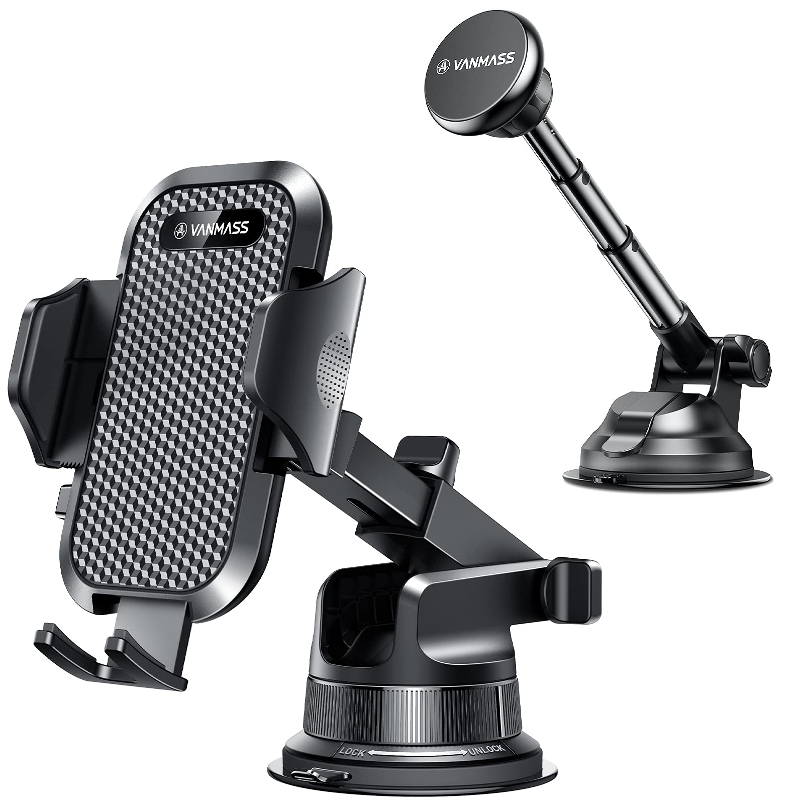 VANMASS Military-Grade Car Phone Holder with Strong Magnetic Mount - Secure Phone Mount for Driving, Commuting & Road Trips