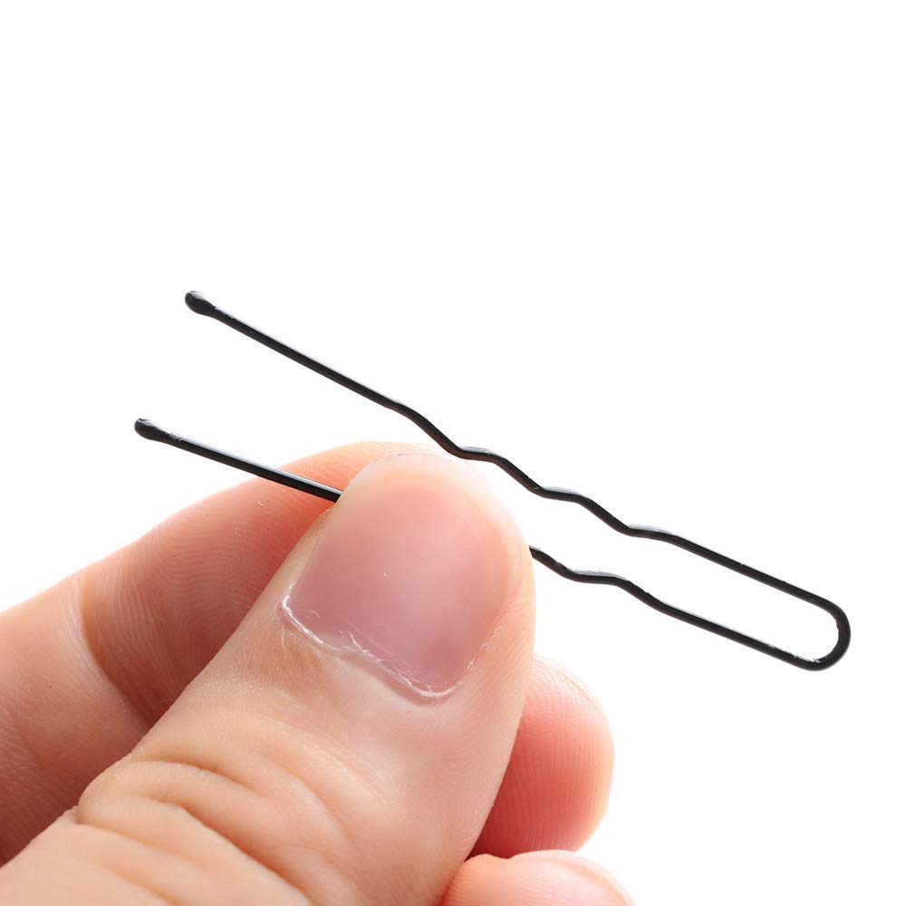 Nyamah 60 PCS Black Waved U-Shaped Hair Clips - 7CM Metal Salon Grip Hairpins for Women & Girls, Strong Hold Styling Tools for Updos, Ponytails & Everyday Hairstyles