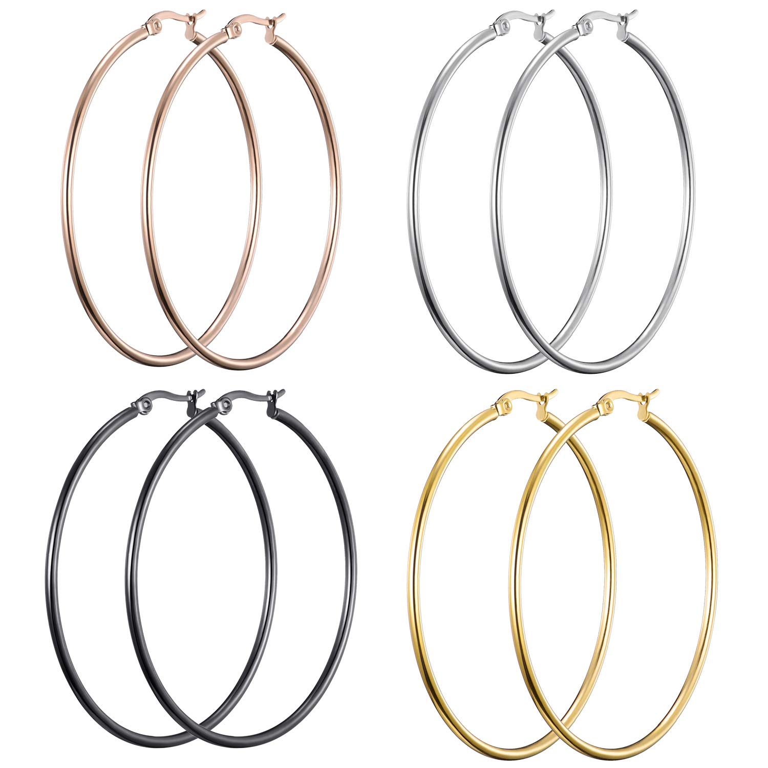Xiacheng Stainless Steel Huggie Hoop Earrings for Women - Endless Loop Earrings Set (Small & Large Sizes) - Perfect Gift for Women, Men & Girls - Ideal for Everyday Wear, Parties & Special Occasions