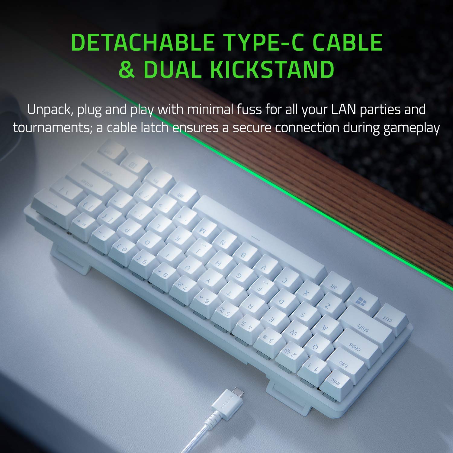 Razer Huntsman Mini 60% Mechanical Gaming Keyboard - Linear Optical Switches for Ultra-Fast Response - Customizable Chroma RGB Backlighting - Durable PBT Keycaps - Compact Design for Esports & Office Use - Perfect for Gaming, Typing & Streamers (White)