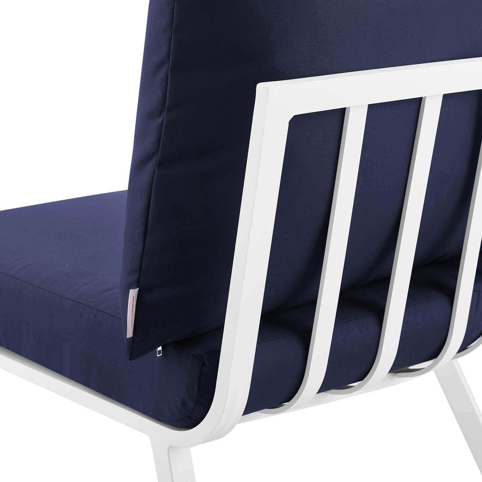 Modway Riverside 4-Piece Outdoor Patio Furniture Set - White & Navy - Perfect for Backyard, Poolside & Garden Relaxation