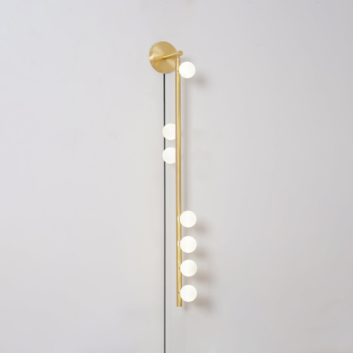 Brass Glass Tube Plug-in Wall Sconce Light - Vintage Industrial Style for Bedroom, Living Room, or Hallway Lighting