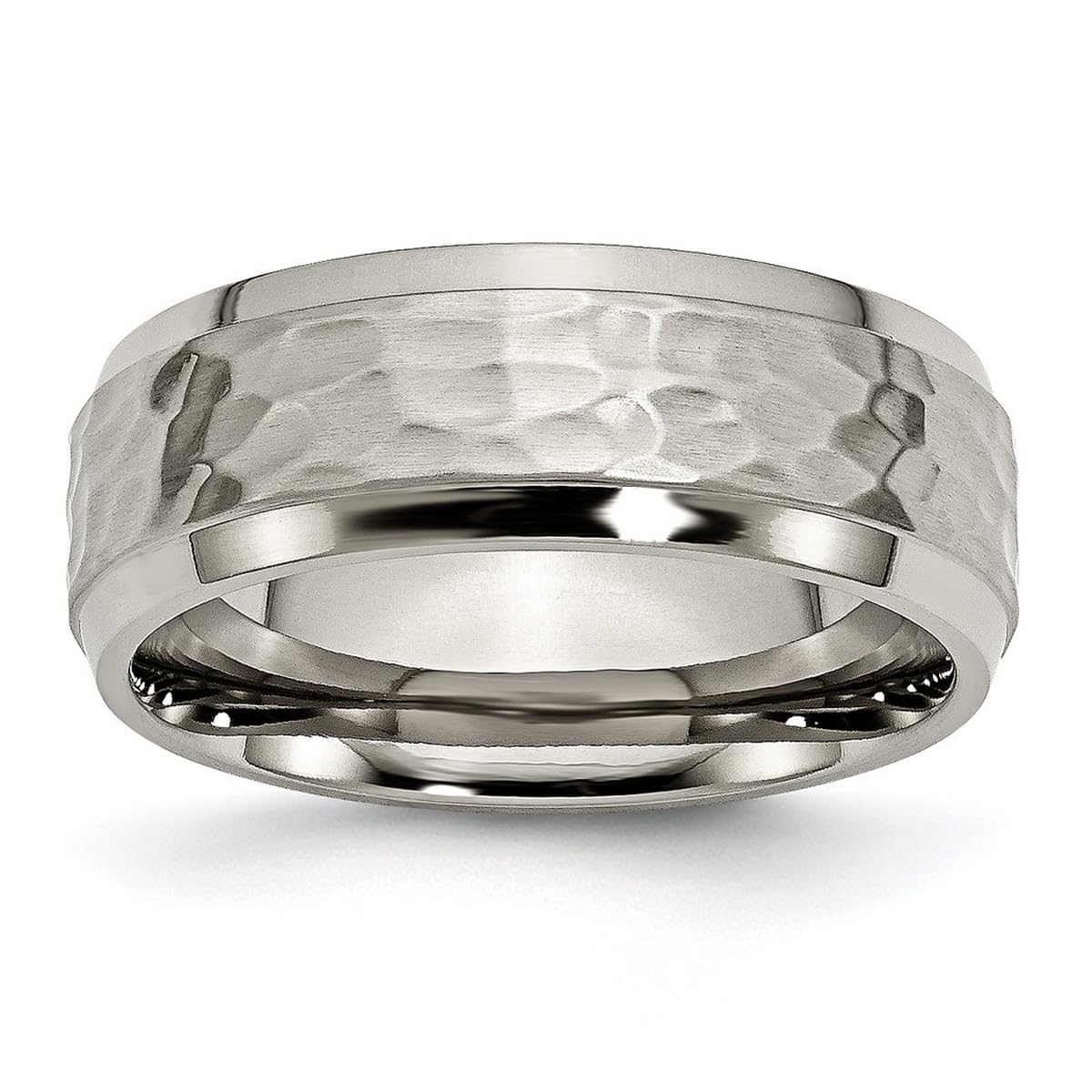 Titanium Hammered & Polished Band Ring for Women & Men - Durable Lightweight Jewelry in Multiple Sizes - Perfect for Weddings, Anniversaries & Everyday Wear