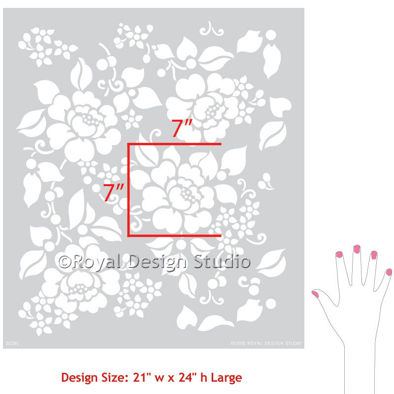 Spring Rose Blossoms Wall Stencil - DIY Home Decor Painting Template for Living Room, Bedroom, Nursery | Reusable Wall Art Design for Creative Interior Projects