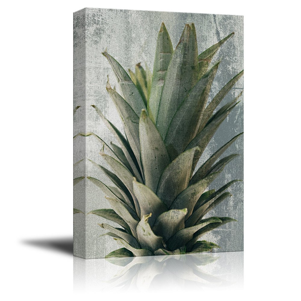 Wall26 Canvas Print Wall Art - Pineapple Leaves on Abstract Background, Modern Home Decor, Gallery Wrapped & Ready to Hang - 12x18 Inches - Perfect for Living Room, Bedroom or Office Decoration