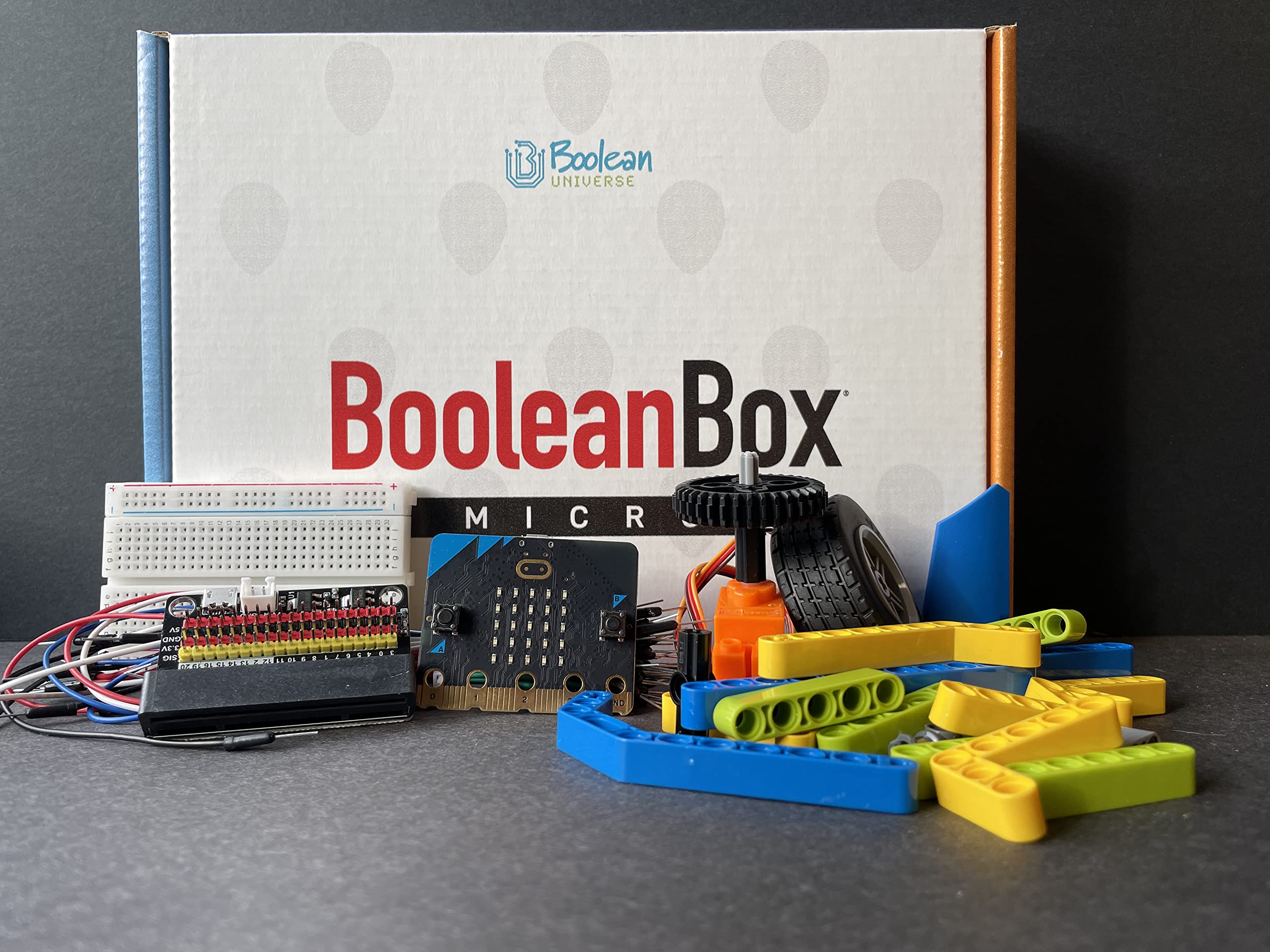 Boolean Box Micro V2 - STEM Computer Science & Engineering Kit for Kids Ages 10+ | Learn Coding, Electronics & Mechanics | Build & Program Your Own Projects | Perfect for School STEM Programs, Home Learning & Maker Workshops
