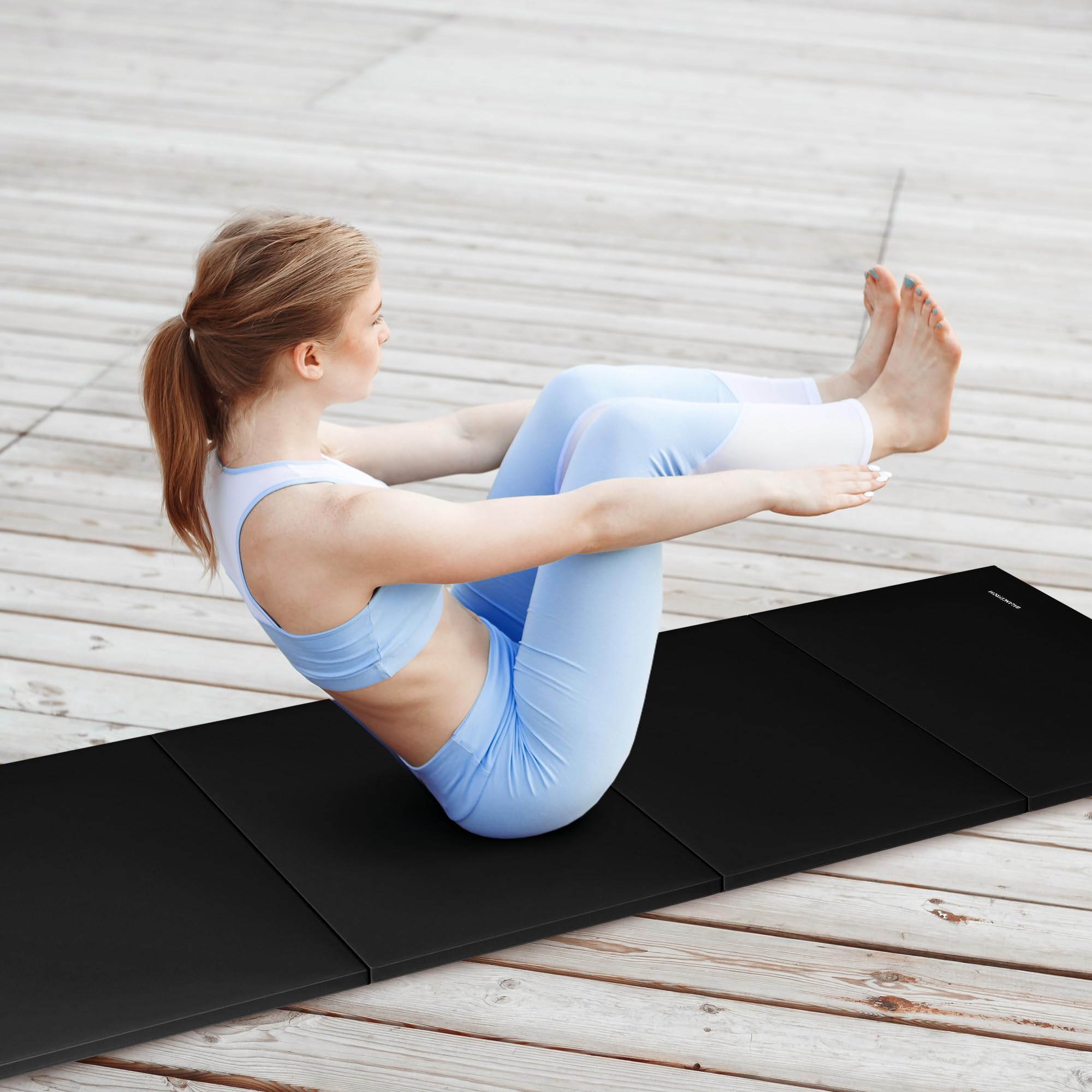 BalanceFrom Foldable Gymnastics Mat - Non-Slip Home Gym Floor Exercise Mat for Yoga, Tumbling & Workouts - Perfect for Home Gym, Kids Playroom & Fitness Studio