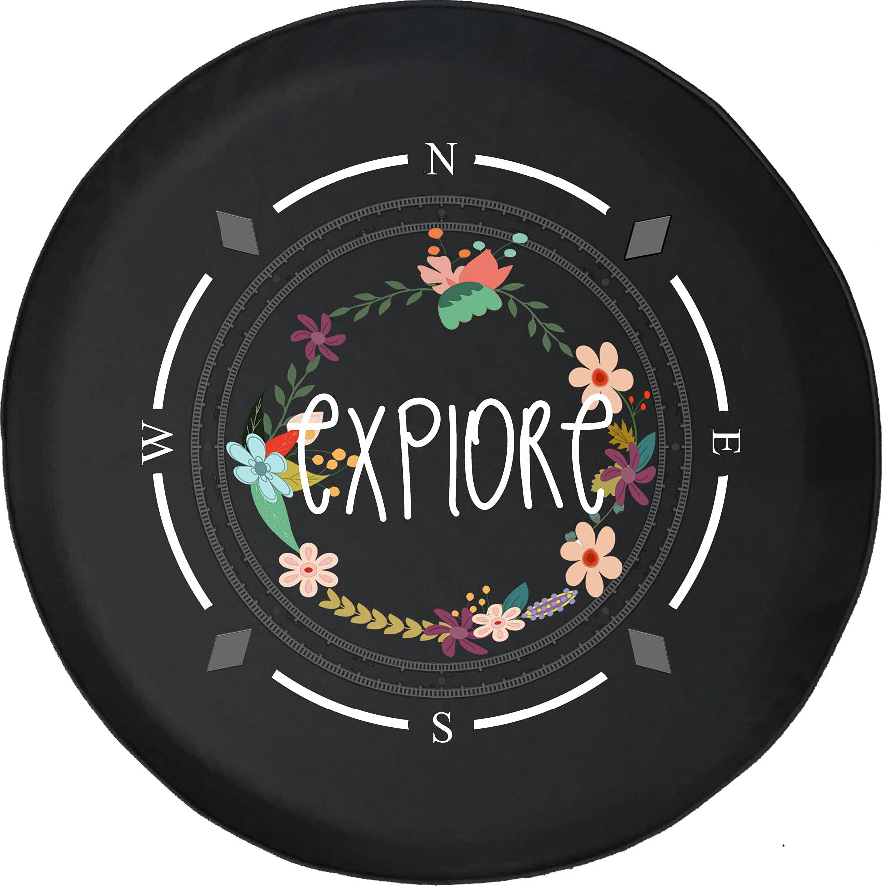 American Flag Spare Tire Cover with Compass Design - Durable SUV, Trailer & RV Wheel Cover for Outdoor Adventure & Road Trips - Fits Most Vehicles
