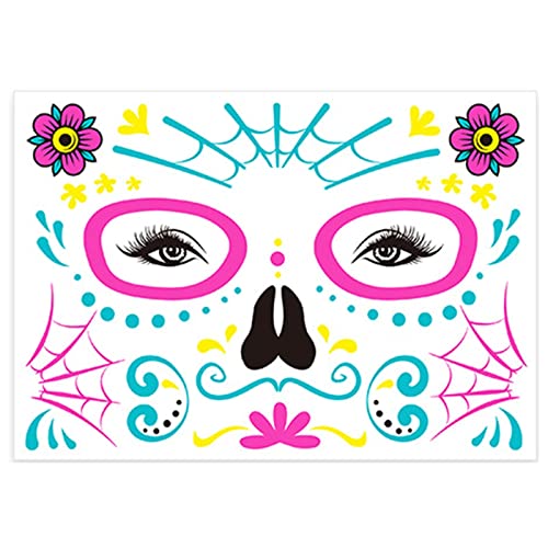 Glow in the Dark Halloween Face Tattoo Stickers - Neon Fluorescent Temporary Tattoos for Costume Parties, Masquerade & Spooky Events - Perfect for Trick or Treat, Cosplay & Nighttime Festivities