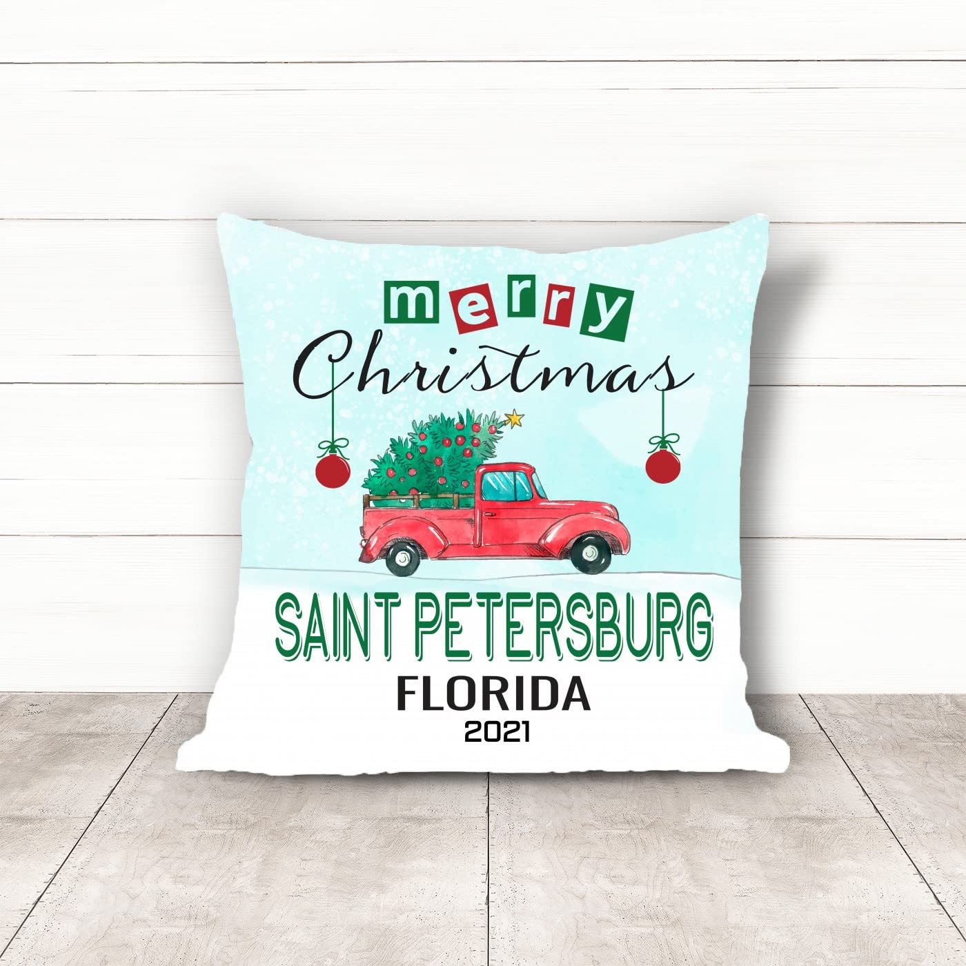 18x18 Inch Christmas Pillow Covers - Merry Holiday Decor for Sofa, Bedroom & Car | Festive Xmas Home Decor from St. Petersburg, Florida | Perfect for Autumn & Winter Seasonal Decorations