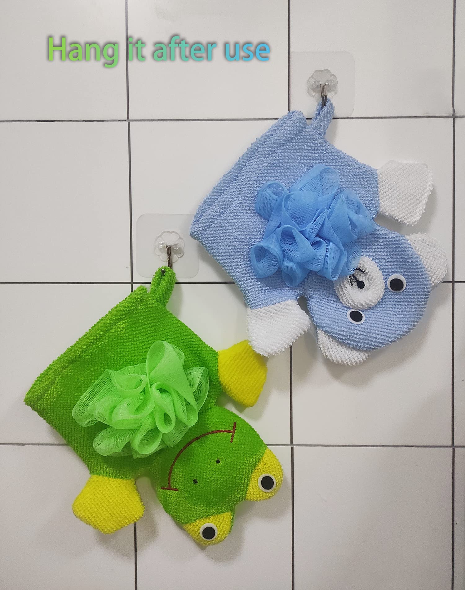 Soft Kids Bath Gloves - 2 Pack Loofah Body Scrubber for Gentle Exfoliation | Animal Design (Bear & Frog) | Perfect for Sensitive Skin & Fun Bath Time for Toddlers