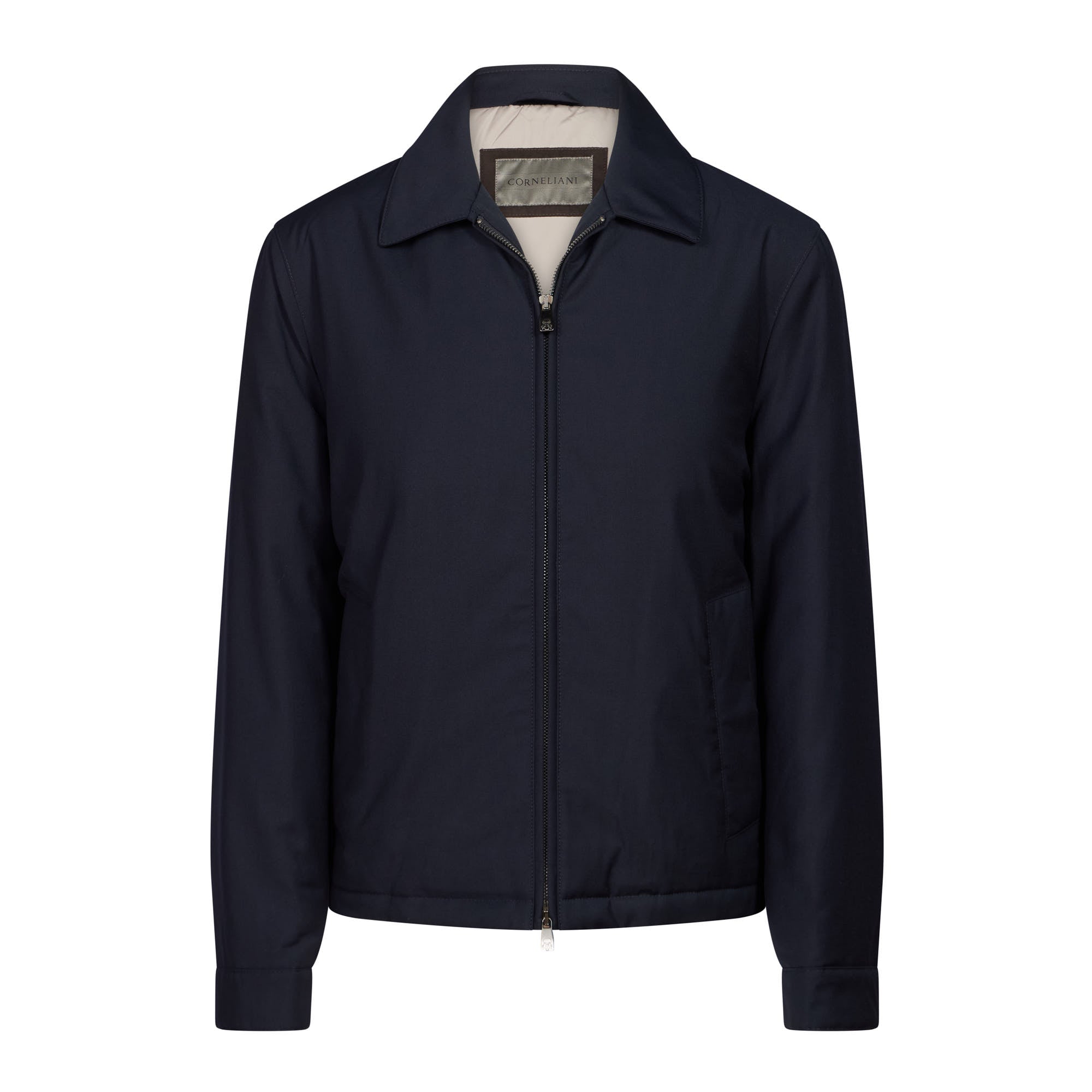Corneliani Men's Navy Blue Padded Twill Jacket - Classic Slim Fit Casual Blazer for Business, Office & Outdoor Wear