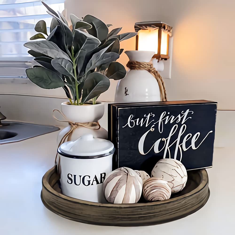 Rustic Black Wooden Candle Holder Tray - Small Natural Wood Candle Stand for Coffee Table, Dining Table, and Home Decor - Perfect for Christmas, Halloween, and Cozy Ambiance