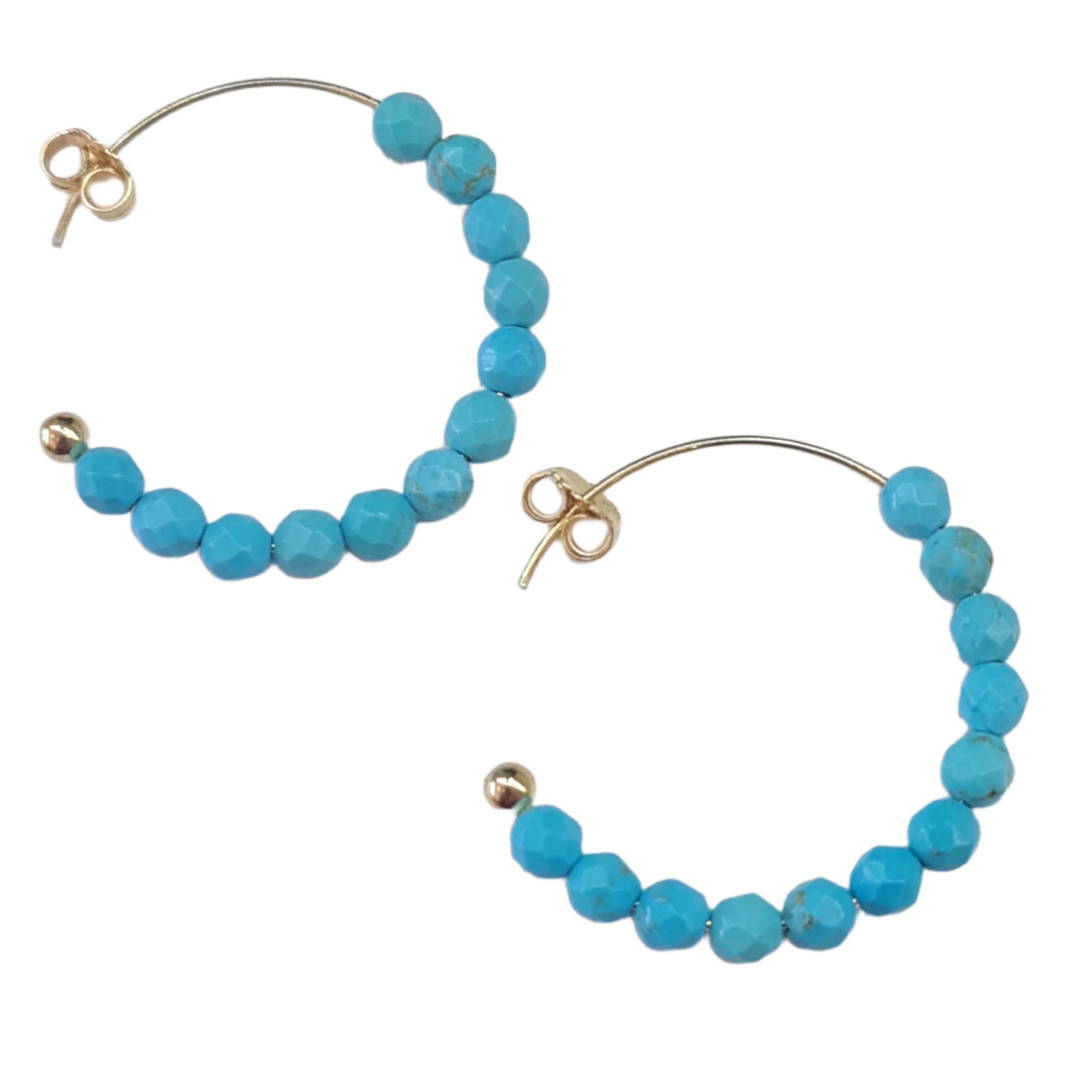 Kythira Turquoise Hoop Earrings for Women - Handmade Sterling Silver Dangle Earrings | Perfect for Boho, Beach & Everyday Wear