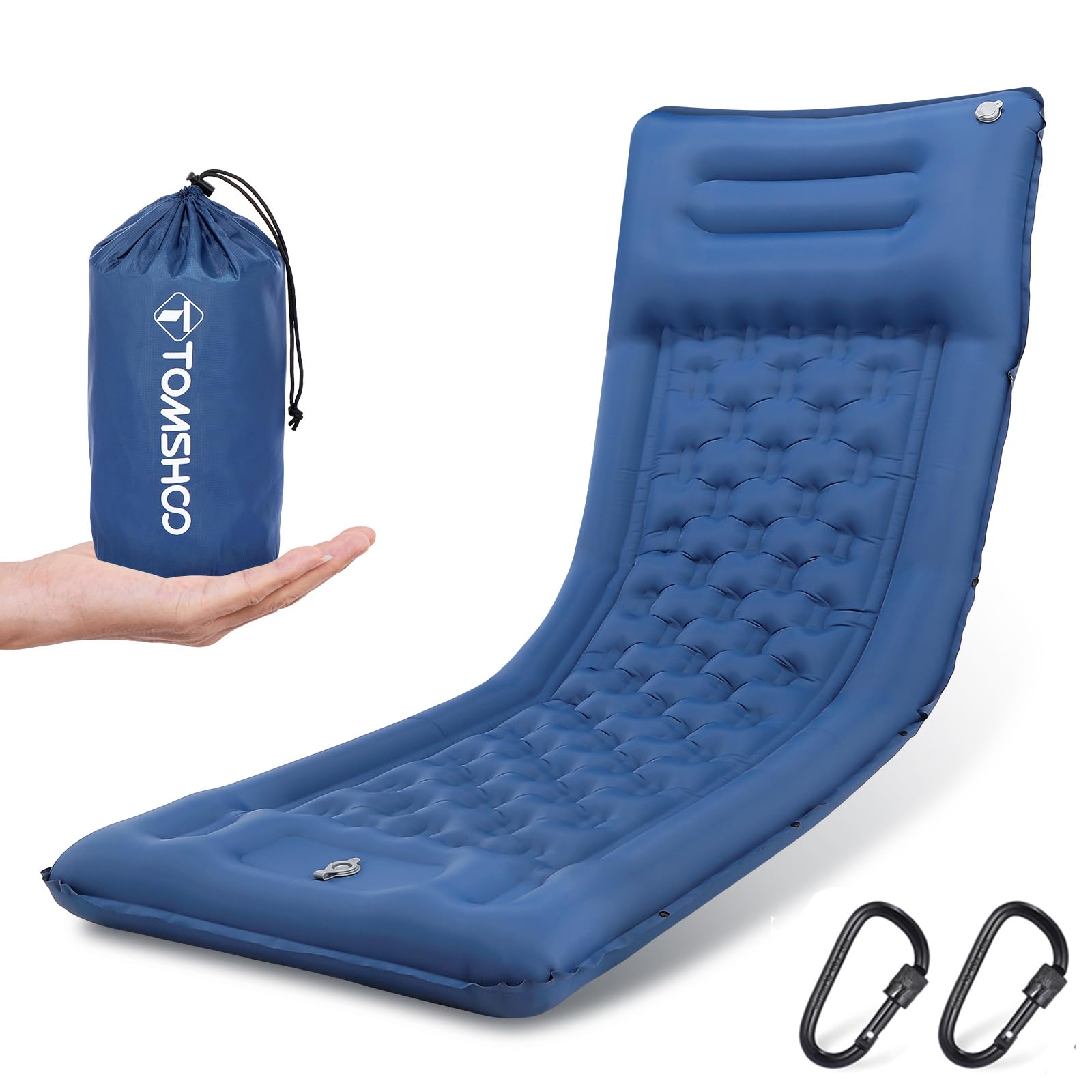 TOMSHOO Ultralight Inflatable Sleeping Pad - 77''X28'' Camping Mat with Built-in Pump for Hiking & Travel
