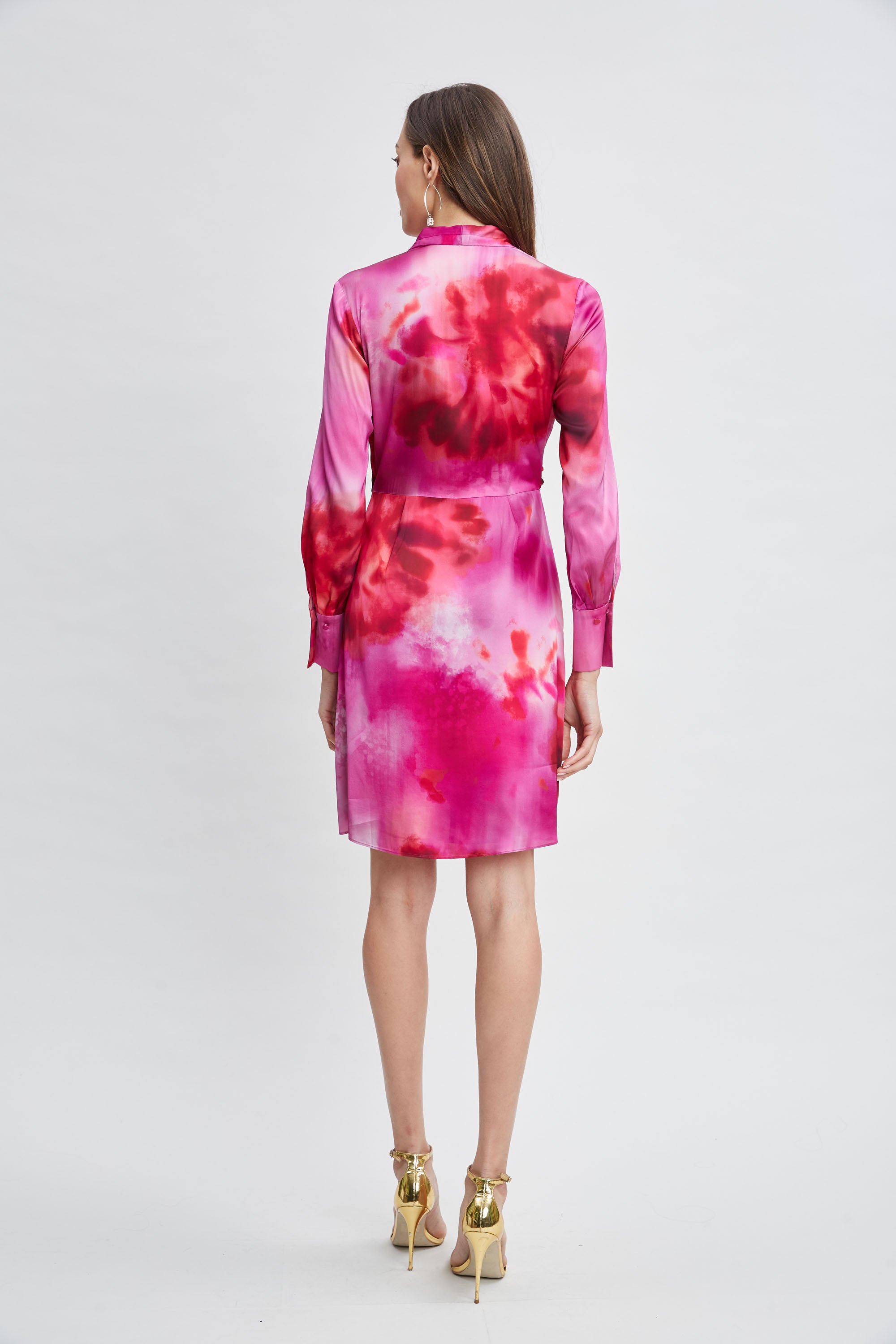 Elegant Venetian Glass Print Mock Wrap Dress for Women - Perfect for Parties, Weddings & Special Occasions
